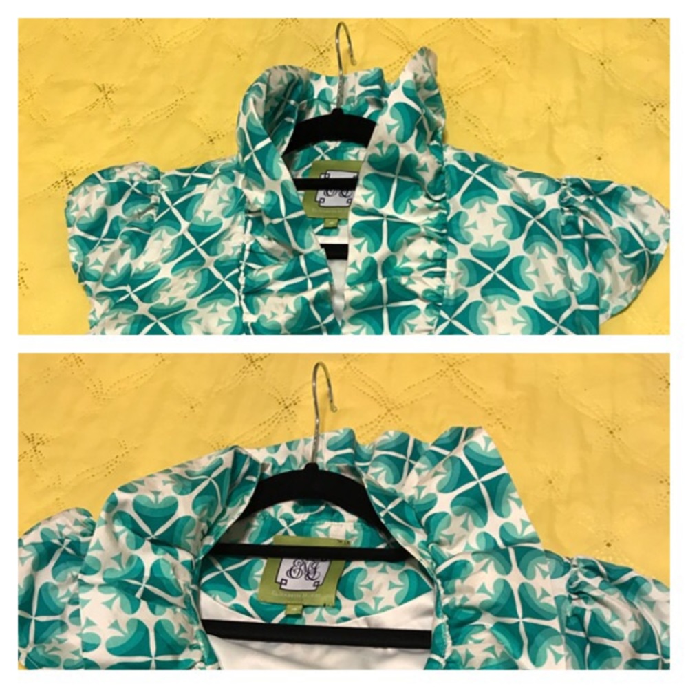 Elizabeth McKay Teal and White Clover Dress - Picture 7 of 8